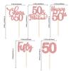 30 Pack Happy 50th Birthday Cupcake Toppers Rose Gold Glitter Fifty Cheers to 50 Years Old Birthday Cupcake Picks for 50th Birthday Anniversary Party Cake Decorations Supplies view 2