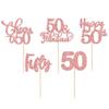 30 Pack Happy 50th Birthday Cupcake Toppers Rose Gold Glitter Fifty Cheers to 50 Years Old Birthday Cupcake Picks for 50th Birthday Anniversary Party Cake Decorations Supplies view 3