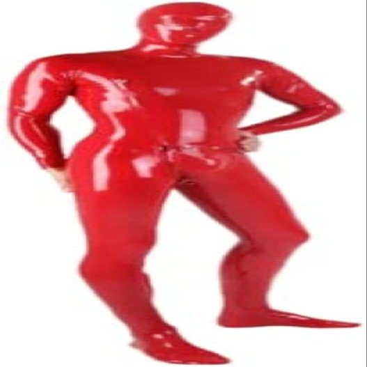 Sexy Red Latex Full Body Catsuit Crotch Pocket with Chest Zip,Black,3XL