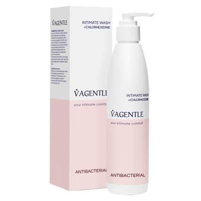 VAGENTLE Antibacterial Feminine Hygiene Intimate Wash with Chlorhexidine for Strong Antibacterial Effect, Infection Protection & Odor Control, pH-Balanced & Soap-Free for Gentle Daily Care, 250ml