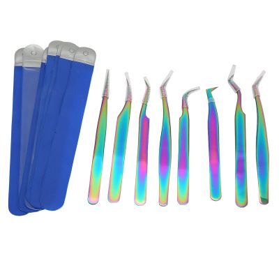 8Pcs Lash Tweezers for Eyelash Extensions Precision Eyelashes Tweezers Eyelash Applicator Tool DIY Lash Tweezers Curved Eyelash Tweezers for Professional and Beginners