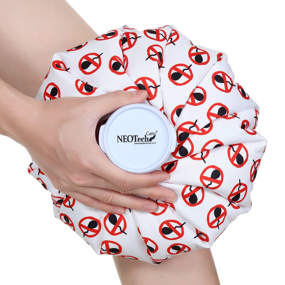Neotech Care Ice Bag for Injuries, Swelling, Headache, Pain Relief, First Aid - Cold Pack Screw Top Lid - Reusable, Refillable & Waterproof Pouch/Bladder (28cm, Vasectomy Design)