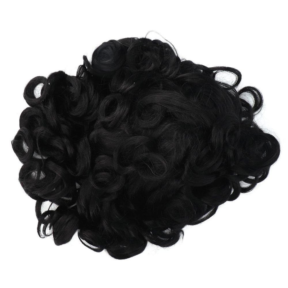Black Curly Wig, Exquisite High Temperature Synthetic Hair Short Style Appearance for Cosplay Party