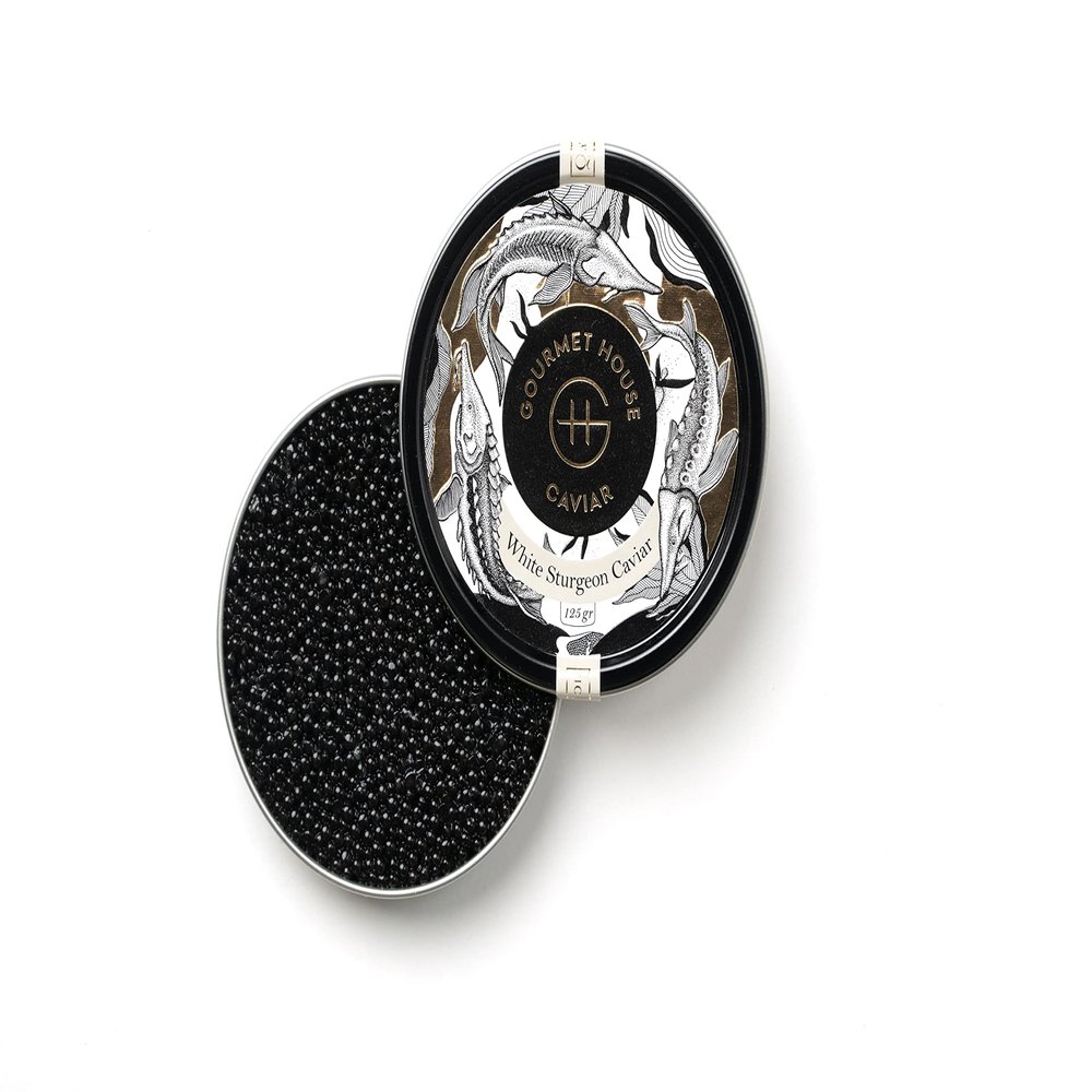 50g Black Caviar/Italian White Sturgeon Caviar/Acipenser Transmontanus/  