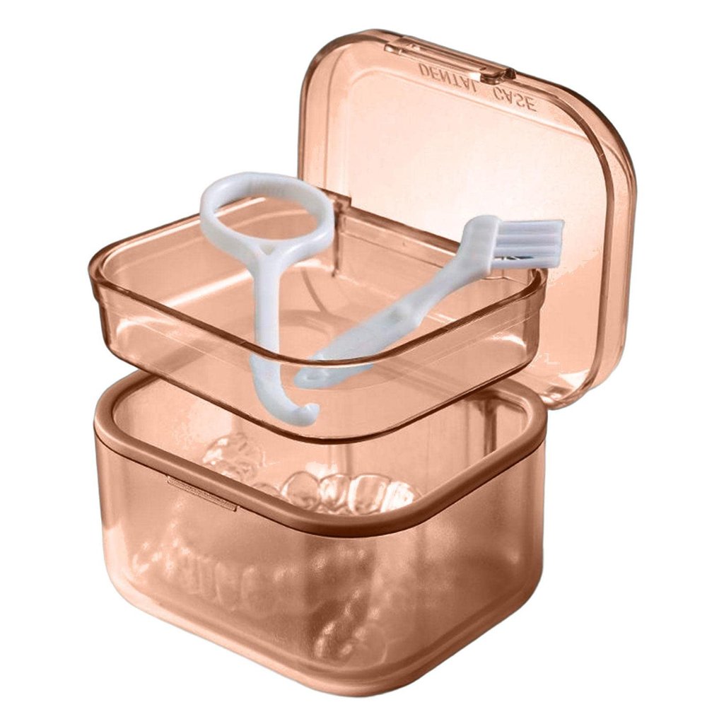 Denture Case - Denture Cleaning Case,Invisible Braces Box Denture Cleaning Strainer Bath Soaking Cup Container Holder With Filter Basket Net