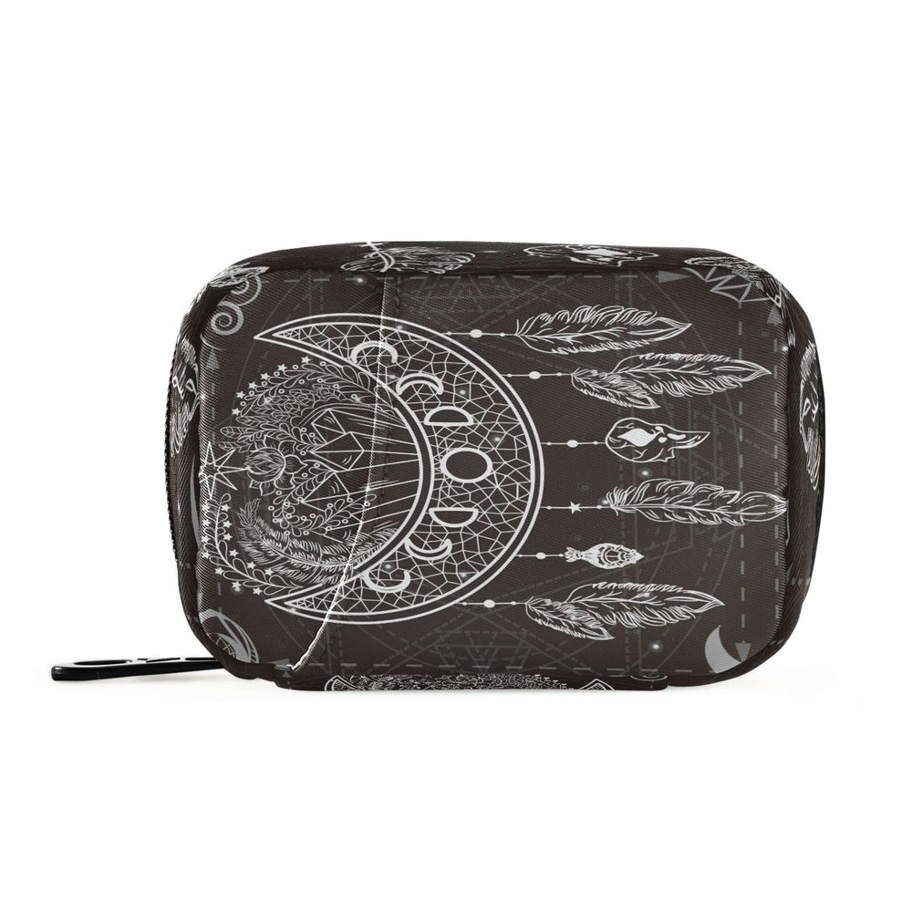 Weekly Portable Zipper Pill Case Bag 7 Days Pill Container Medicine and Supplement Holder Vitamin Organizer Travel Pill Box Four Primal Elements Water Fire Air