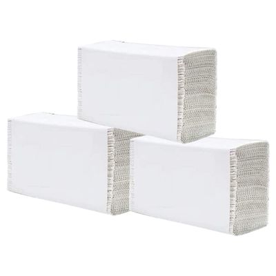 3 x White Soft Hygienic Tissue Paper Tissue Napkins Premium Quality Strong Absorbent Tissue Regular Use MultiFold Hand Towel Tissue Napkin Dispenser Friendly 21 x 20cm (Z Fold Tissue, 1PLY)