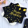 40pcs Happy Birthday Napkins - Black & Gold Foil Party Napkins for Women & Men view 2