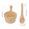 TITA-DONG 6Pcs Sauna Accessories Kit, Sauna Wooden Bucket with Plastic Liner, Sand Timer, Thermometer, Water Scoop, Lamp, Bucket Plastic Basin, Essential Spa Accessory for Steam Room view 2