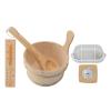 TITA-DONG 6Pcs Sauna Accessories Kit, Sauna Wooden Bucket with Plastic Liner, Sand Timer, Thermometer, Water Scoop, Lamp, Bucket Plastic Basin, Essential Spa Accessory for Steam Room view 3