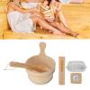 TITA-DONG 6Pcs Sauna Accessories Kit, Sauna Wooden Bucket with Plastic Liner, Sand Timer, Thermometer, Water Scoop, Lamp, Bucket Plastic Basin, Essential Spa Accessory for Steam Room view 4
