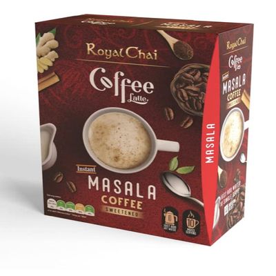 Royal Chai | Coffee Latte | Masala Coffee Unsweetened |10 Single Serving Sachets | Just add hot water | 140g | Pack of 5 |