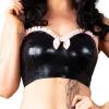 Latex RubberBlack with Pink Riffs Bows Sexy Latex Tube Tops Bras Lingerie,Blue with Pink,Male XXL view 1