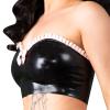 Latex RubberBlack with Pink Riffs Bows Sexy Latex Tube Tops Bras Lingerie,Blue with Pink,Male XXL view 3