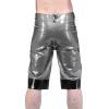 Silver and Black Sexy Long Leg Latex Boxer Shorts with Pockets Trims Rubber Cargo Pants Underpants,Yellow with Black,Female XL view 3