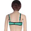 Latex RubberJade Green and Black Sexy Latex Bras with Trims Bows O Ring Buttons at Back Adjustable Rubber Lingerie Brassieres,Purple with Black,32 view 3