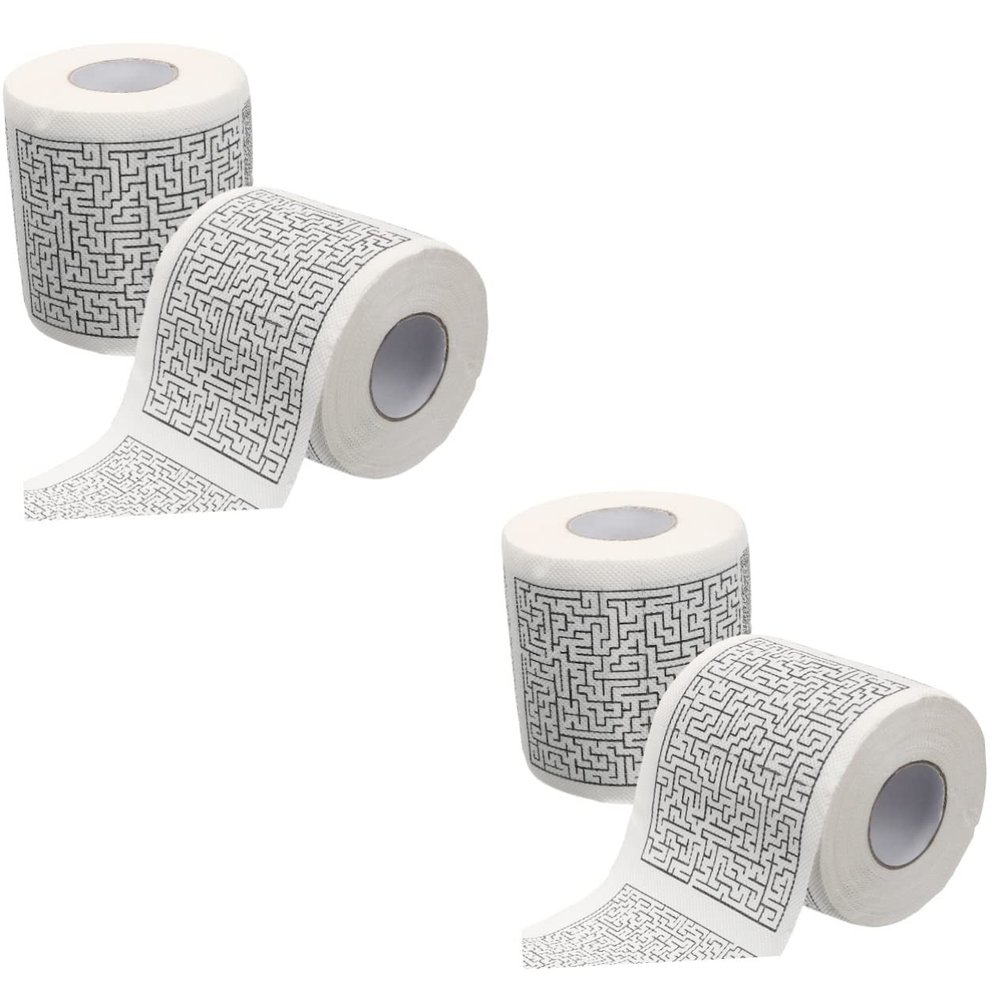 Alipis 4rolls Household Toilet Paper Maze Printed Pattern for Bathroom Tissue and Prank Fun Made of Quality Material