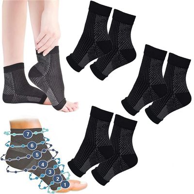 Comprex Ankle Sleeves Sock,Soothers Socks Anti Fatigue Compression Foot Sleeve Support Brace Comprex Ankle Socks for Neuropathy Plantar Fasciitis,Men and Women (L/XL, Black-3 Pairs)