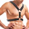 BDSMJOY Men Punk Body Chest Harness Men Rivet Leather Chest Harness,Adjustable Gothic Men Clothing,Fetish Sexy Slave Bandage Costumes Men Clubwear Night Show Costume,BDSM Restraints Shoulder Strap view 4