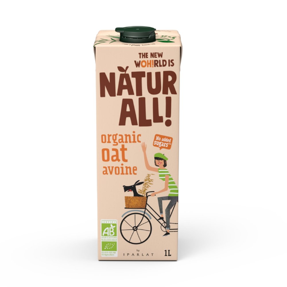 NATUR-ALL | Organic Oat Drink 1L - Plant-Based Milk Alternative, Unsweetened, Only 2 Ingredients, 100% Plant-Based, Vegan (6 unit box)
