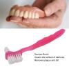 False Teeth Cleaning Brush, Elderly Portable Denture Toothbrush, Plaque Dirt Removal Denture Brush Gift for Home Travel (Pink) view 2