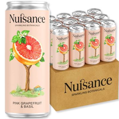 Nuisance Drinks - Pink Grapefruit & Basil | Premium Botanical Soft Drinks | Natural Flavours- Low Calorie - Vegan - Gluten Free - Zero Artificial Sweeteners | 12 x 250ml cans