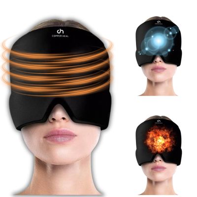 COPPER HEAL Migraine Relief Cap - Highest Copper Infused Content Headache Relief Gel Cap Ice Hat for Tension & Migraine Relief Cold Migraine Cap - Hot & Cold Therapy Gel Eye mask Hangover Stress Pain