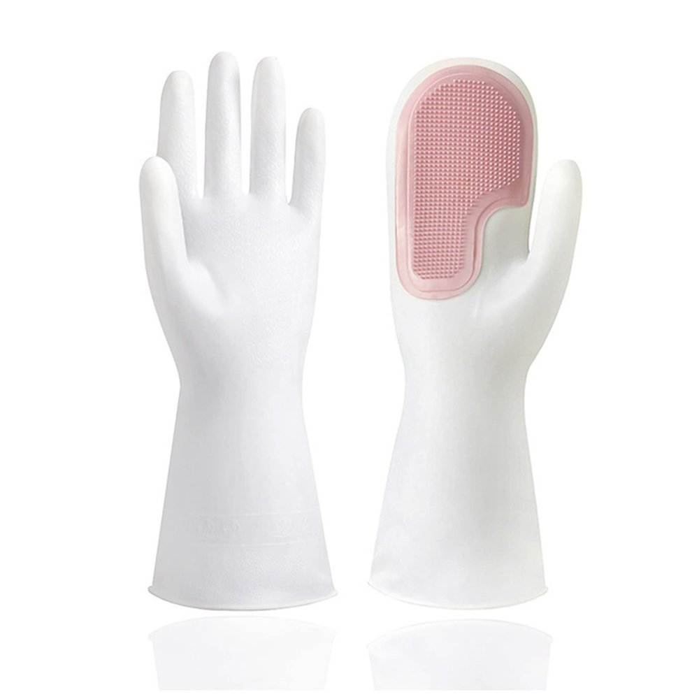 Cleaning Gloves Magic Silicone Dishwashing Gloves Scrubber Dish Washing Soft Latex Rubber Scrub Gloves Kitchen Supplies Tableware Cleaning Tools Eco Friendly Cleaning Gloves ( Size : Pink 1 Pair )