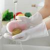 Cleaning Gloves Magic Silicone Dishwashing Gloves Scrubber Dish Washing Soft Latex Rubber Scrub Gloves Kitchen Supplies Tableware Cleaning Tools Eco Friendly Cleaning Gloves ( Size : Pink 1 Pair ) view 2