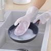 Cleaning Gloves Magic Silicone Dishwashing Gloves Scrubber Dish Washing Soft Latex Rubber Scrub Gloves Kitchen Supplies Tableware Cleaning Tools Eco Friendly Cleaning Gloves ( Size : Pink 1 Pair ) view 3