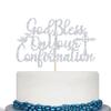 God Bless On Your Confirmation Cake Topper - First Confirmation Decorations - Baptism, Baby Shower, Bridal Shower, Engagement, Wedding Anniversary Party Decorations Silver Glitter view 1