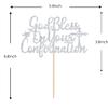 God Bless On Your Confirmation Cake Topper - First Confirmation Decorations - Baptism, Baby Shower, Bridal Shower, Engagement, Wedding Anniversary Party Decorations Silver Glitter view 4
