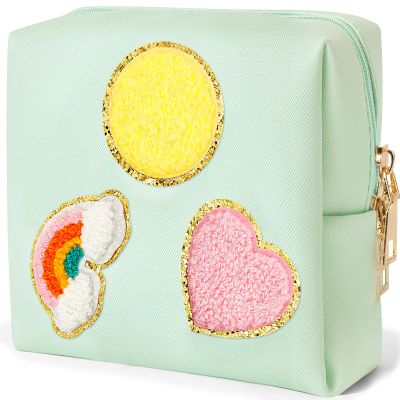 airogym Preppy Patch Period Bag for Women, Sanitary Napkin Storage Bag, PU Leather Sanitary Pad Bags for Panty Liners, Tampons, Menstrual Cup Pouches, Sanitary Pads Organizer with Zipper