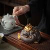Mgiahekc Tea Pet Gold Toad, Can Raise Tea Pet, Kung Fu Tea Set Tea Play for Home Car Tearoom Office Decoration for Tea Lovers Gift,Gold view 3