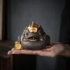 Mgiahekc Tea Pet Gold Toad, Can Raise Tea Pet, Kung Fu Tea Set Tea Play for Home Car Tearoom Office Decoration for Tea Lovers Gift,Gold view 4