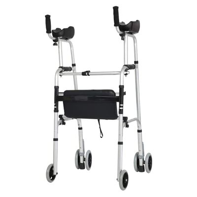 UZIAH Seniors Upright Walker Compact Folding with Arm Support, Extra Wide Front Wheel Medical Rollator,Walker+4 Wheels+seat