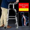 UZIAH Seniors Upright Walker Compact Folding with Arm Support, Extra Wide Front Wheel Medical Rollator,Walker+4 Wheels+seat view 2