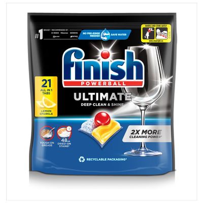 Finish Quantum Ultimate Dishwasher Tablets, Lemon, 21 Tablets