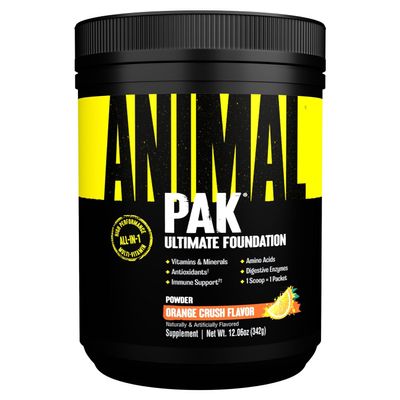 ANIMAL Pak Powder Orange Multivitamin Powder for Sports & Fitness, with Vitamin B Complex, zinc, Minerals & Amino acids Supplement for Energy, Immune System & Muscle Building, 342 g