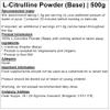 L-Citrulline Powder (Base) - 500g - Amino Acid - Pure view 2