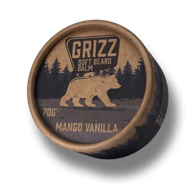 Grizz Soft Beard Balm | 70g | Beard Moisturiser | Beard Wax | Beard Cream | Shea Butter & Bees Wax | Jojoba Oil & Argan Oil | (Mango Vanilla)
