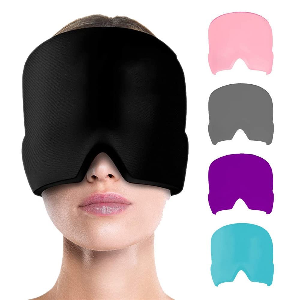 1 Pack Migraine Ice Relief Hat Cap Reusable Wearable Ice Pack Cold Wrap Cold Therapy Headache Cap Migraine Cap for Tension Headache Relief and Sinus Pressure (Purple)