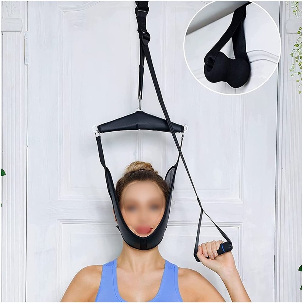 Samnuerly Physical Therapy Neck Decompressor, Cervical Neck Traction Device Over Door Portable Neck Stretcher Hammock for Neck Pain Relief