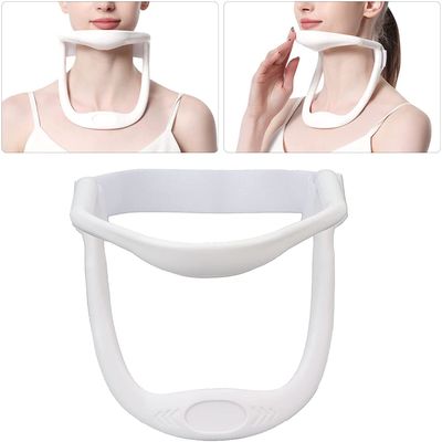 Samnuerly Traction Device Neck Brace Adjustable Design Prevents Cervical Spondylosis, Adjustable Neck Brace Neck Traction Cervical Traction Fixation Spine Care Correction(White)