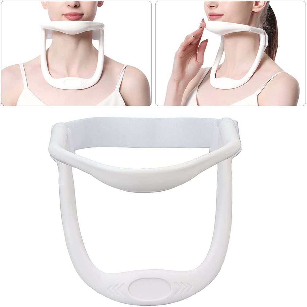 Samnuerly Traction Device Neck Brace Adjustable Design Prevents Cervical Spondylosis, Adjustable Neck Brace Neck Traction Cervical Traction Fixation Spine Care Correction(White)