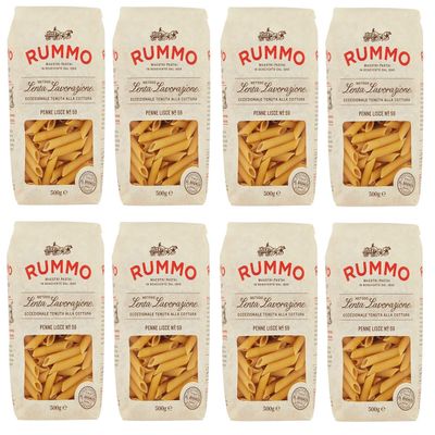 8x Rummo Pasta Penne Lisce n59 Pasta Made of Durable Wheat Molina Bronze Paste 500 g Pack