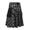 Men's Pleated Skirt Scottish Check Kilt Pleated Skirt Medieval Scotland Pleated Skirts High Waist Short Skirt Tartan Skater Skirt Checked Mini Skirt Streetwear Skirts, gray, M view 2