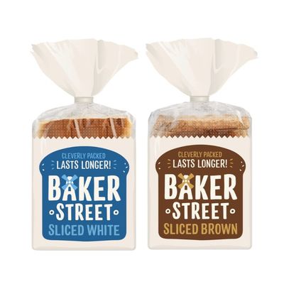 2 x 14 Slices Medium Sliced Toast Bread Bakery Breakfast Sandwich Loaf Sliced Bread (1 each, White, Brown)