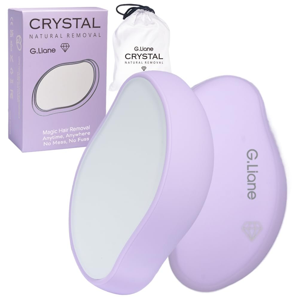 G.Liane Crystal Hair Eraser,Painless Glass Hair Removal Device,Magic Crystal Hair Remover Stone,Reusable Epilator for Women and Men (Purple)