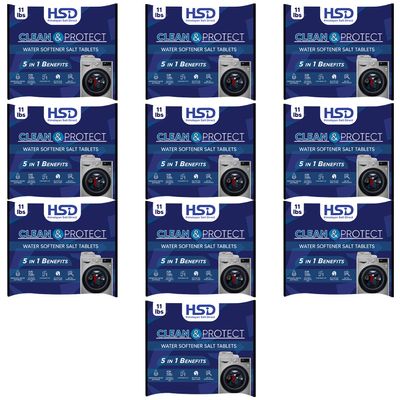 5kg dishwasher Tablets, Salt for Water Softeners and Dishwashers, and Softener Pro Salt Tablets for Water Softener, Effortlessly Achieve Sparkling Clean Dishes and Soft Water (Pack of 10)